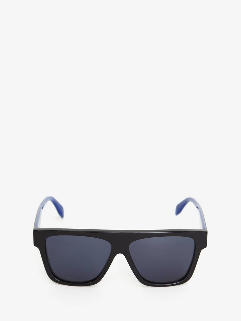 Gafas De Sol Alexander McQueen Selvedge Flat Top Hombre - Negros/Azules - Mexico 930-DQWTYR